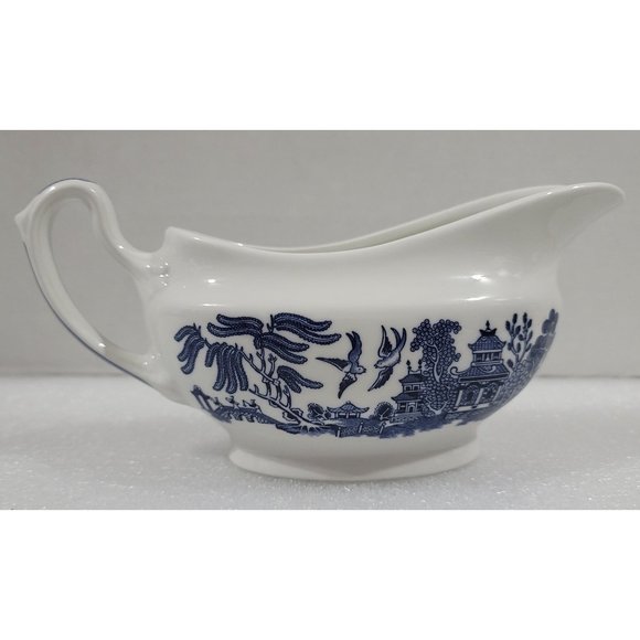 Churchill Blue Willow Gravy Boat, Made in England - Picture 2 of 8